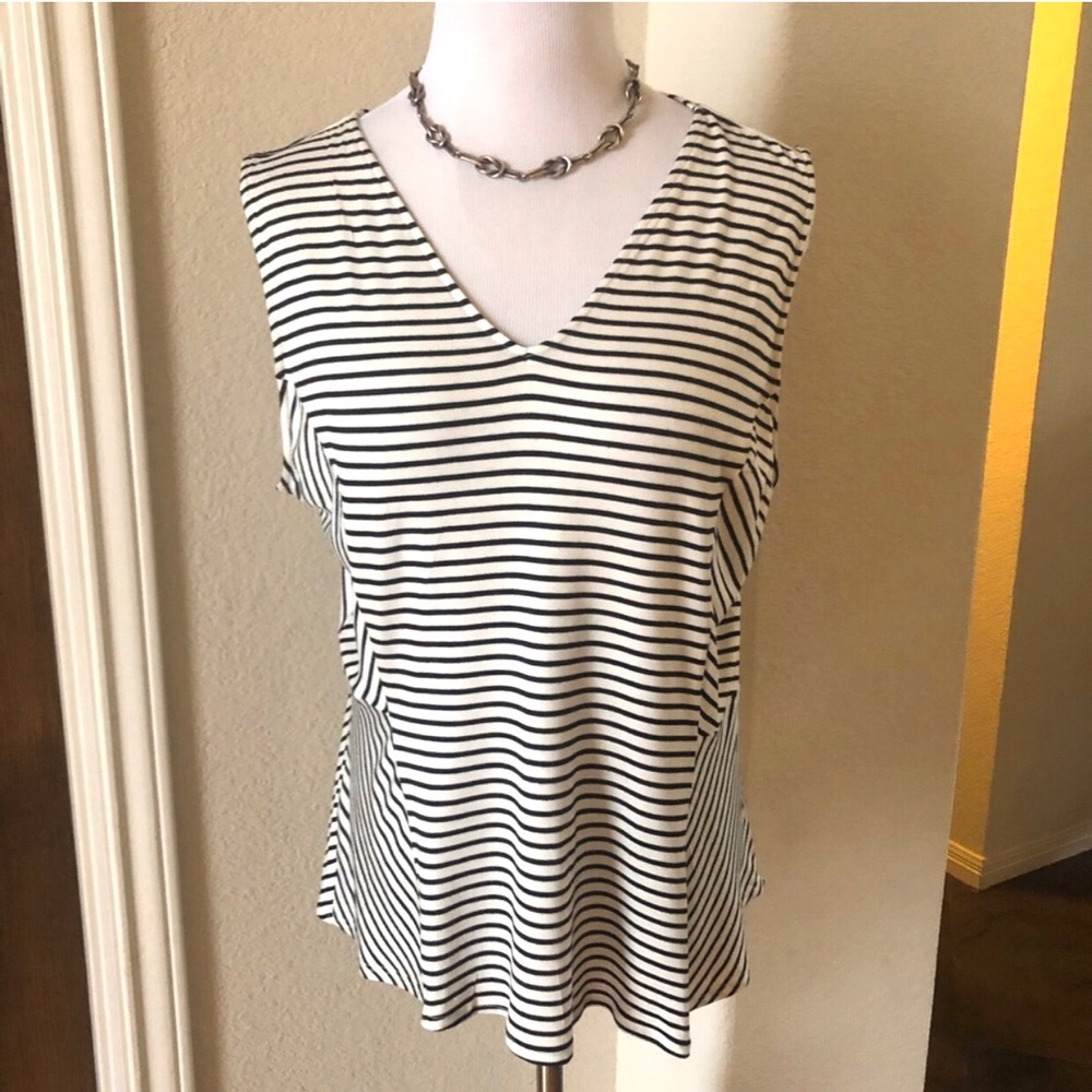 WHBM Peplum Top Size XL Striped Stretch